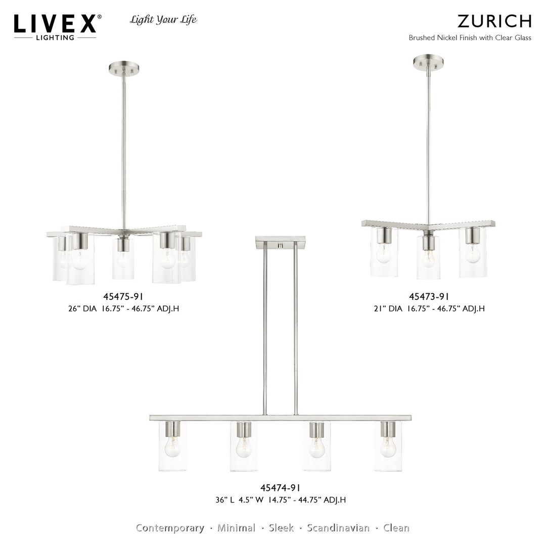 5 Light Brushed Nickel Chandelier