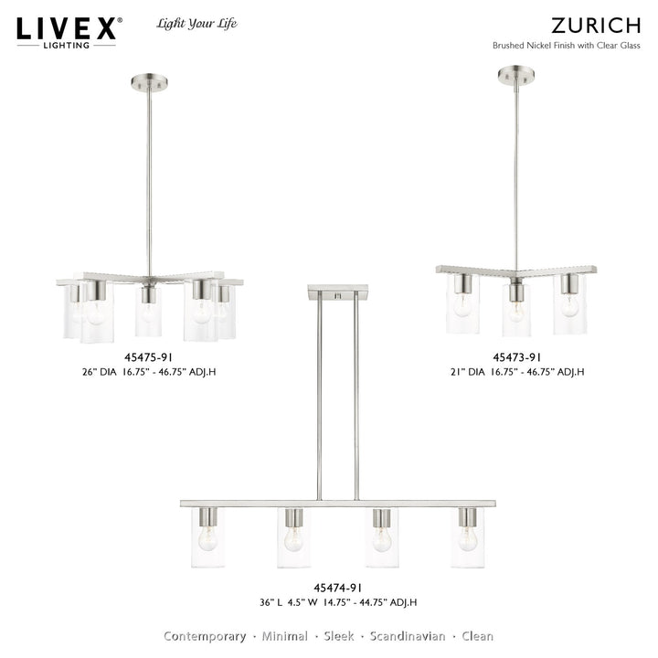 5 Light Brushed Nickel Chandelier