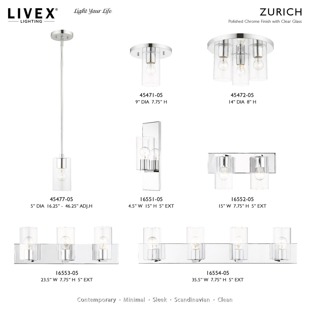1 Light Polished Chrome Pendant