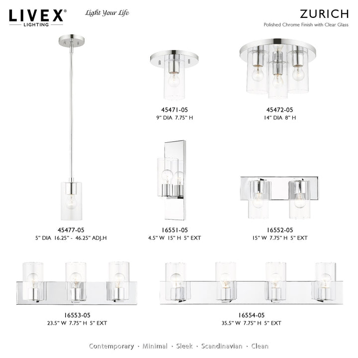 1 Light Polished Chrome Pendant
