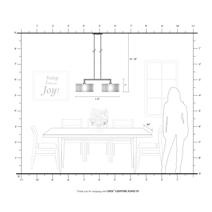 2 Light Brushed Nickel Linear Chandelier