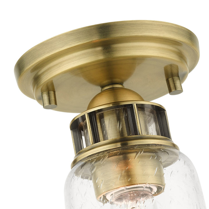 1 Light Antique Brass Flush Mount