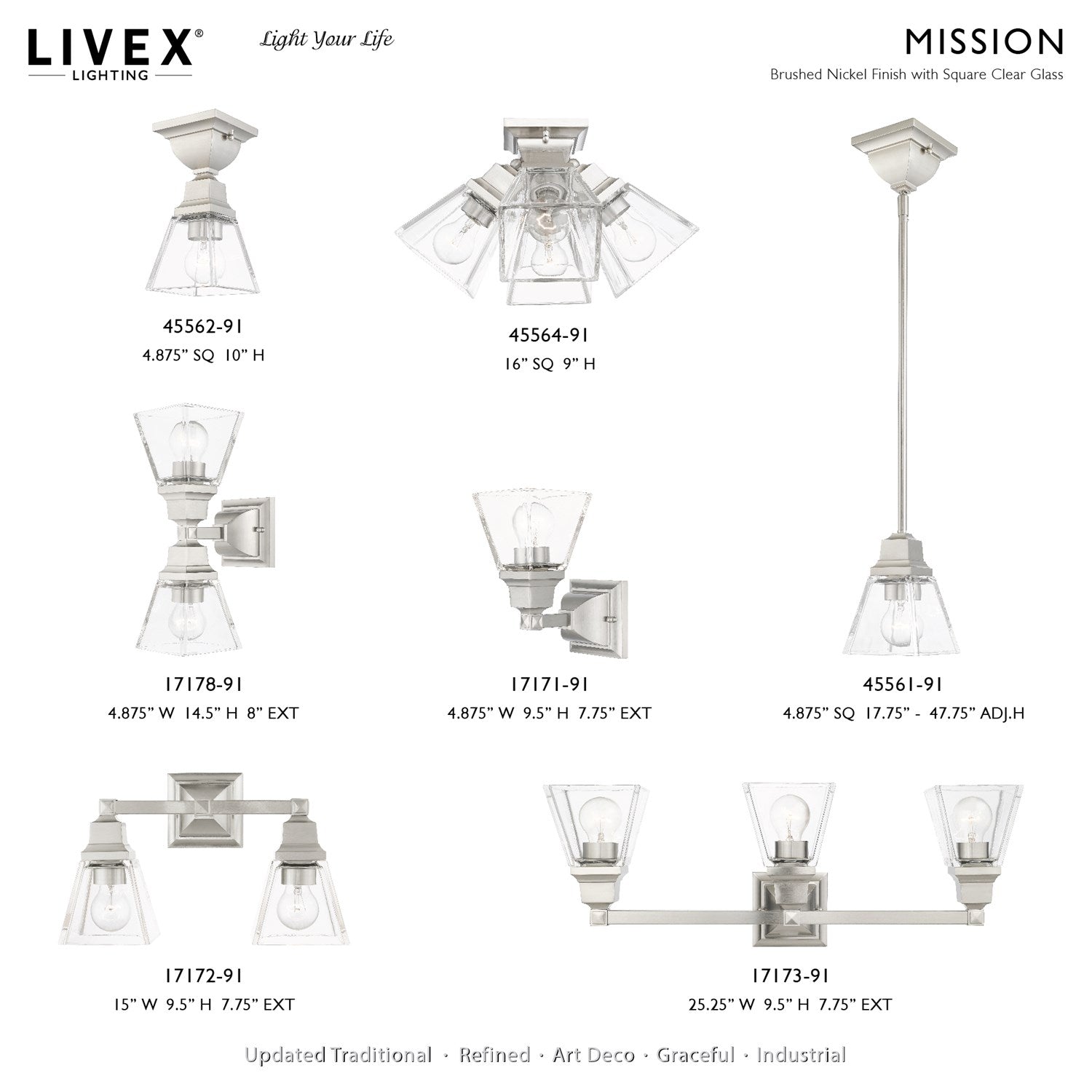 1 Light Brushed Nickel Ceiling Mount