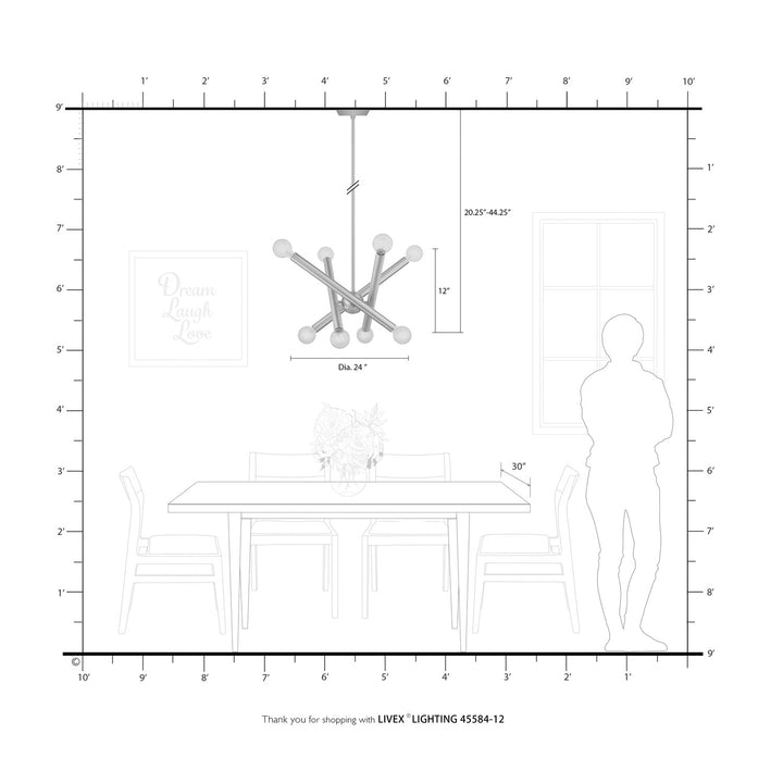 8 Light Satin Brass Chandelier