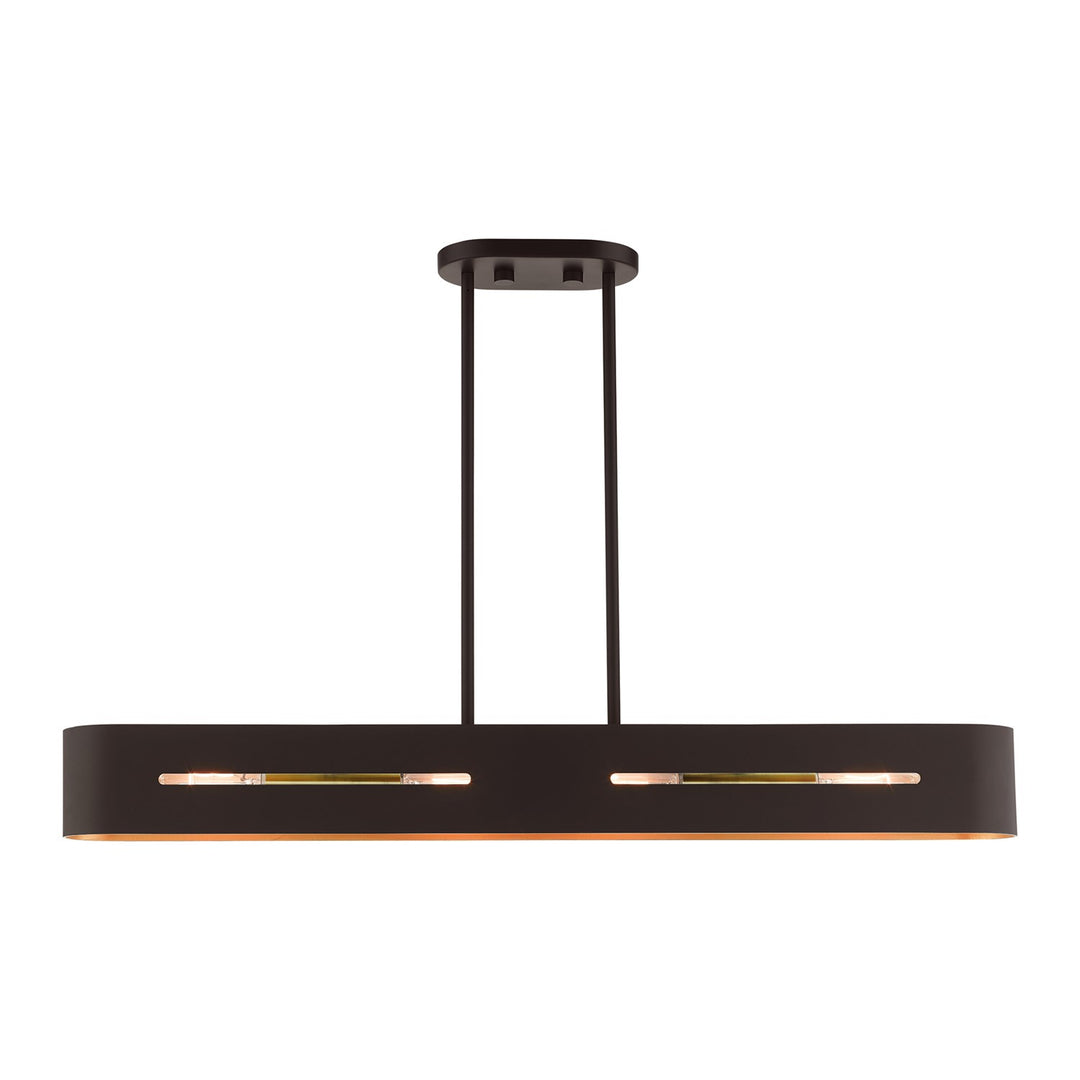 4 Light Bronze With Antique Brass Accents Linear Chandelier by Livex Lighting