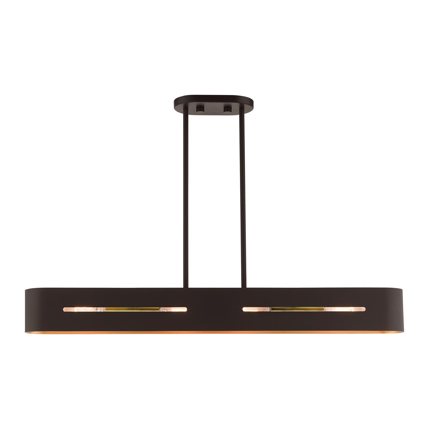 4 Light Bronze With Antique Brass Accents Linear Chandelier by Livex Lighting