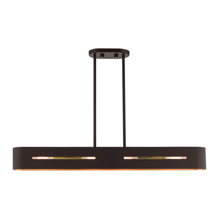 4 Light Bronze With Antique Brass Accents Linear Chandelier by Livex Lighting