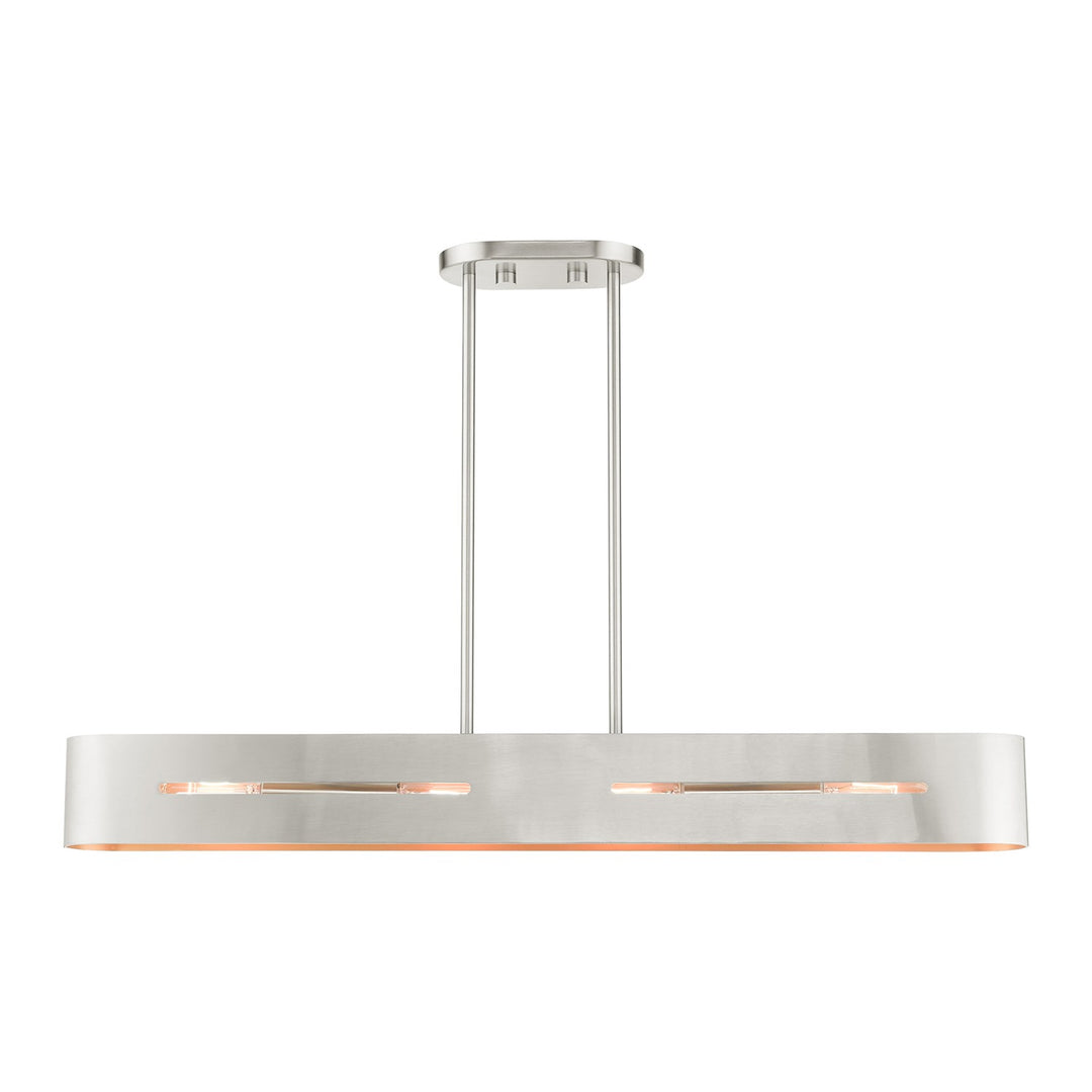 4 Light Brushed Nickel Linear Chandelier by Livex Lighting
