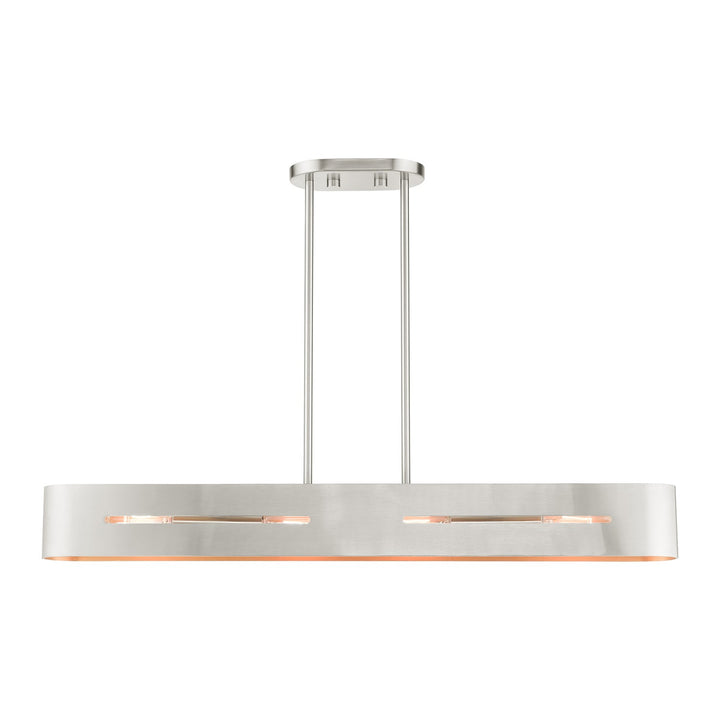 4 Light Brushed Nickel Linear Chandelier by Livex Lighting