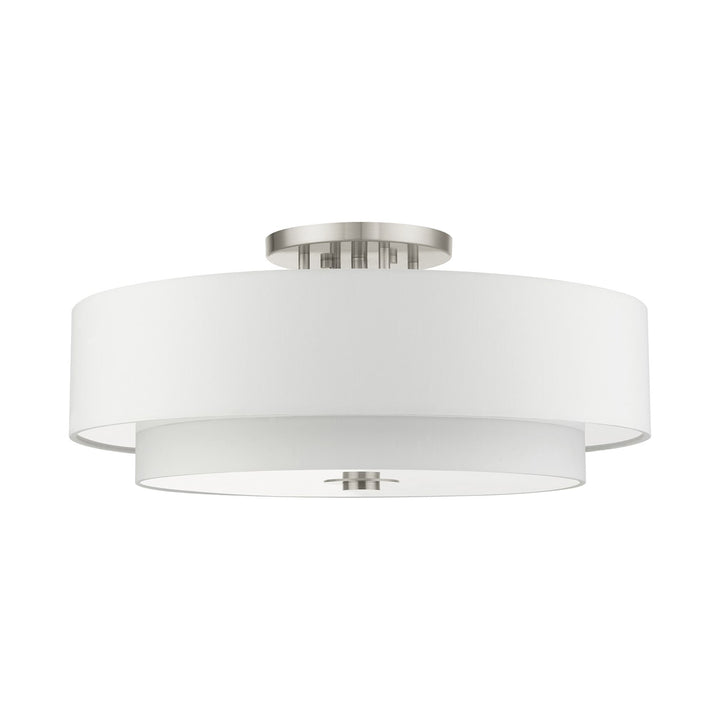 6 Light Brushed Nickel Semi Flush