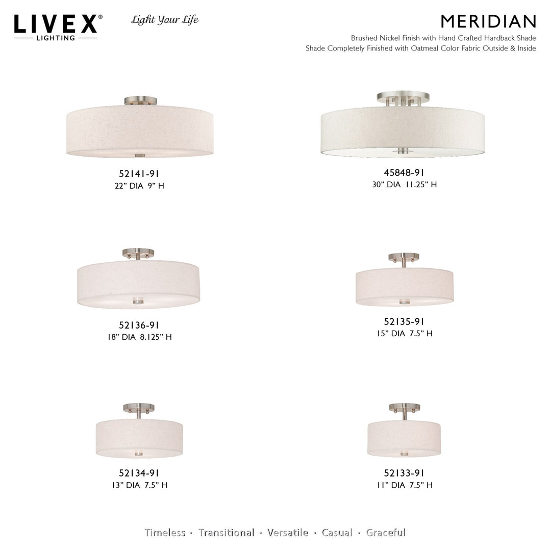 6 Light Brushed Nickel Semi Flush