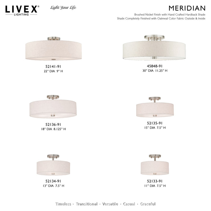 6 Light Brushed Nickel Semi Flush