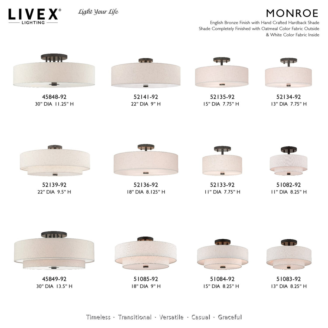 6 Light English Bronze Semi Flush