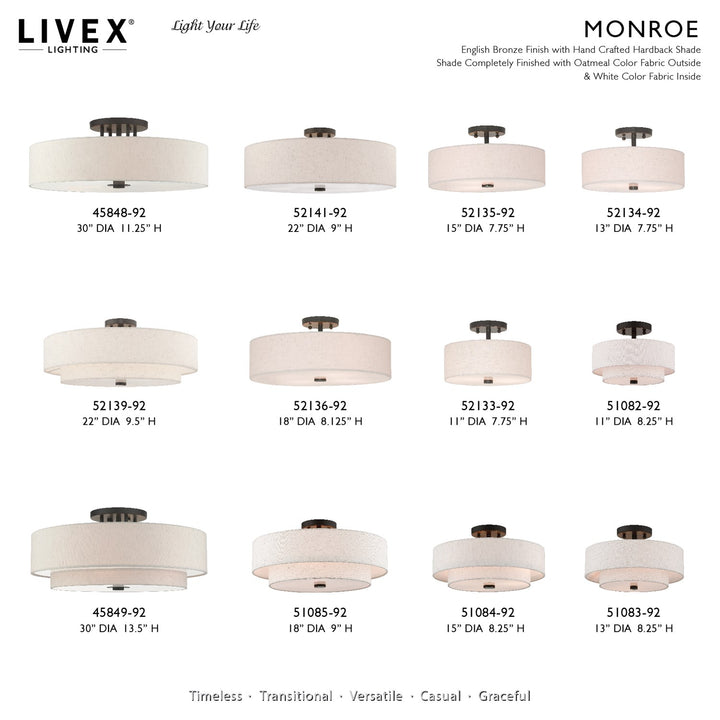 6 Light English Bronze Semi Flush