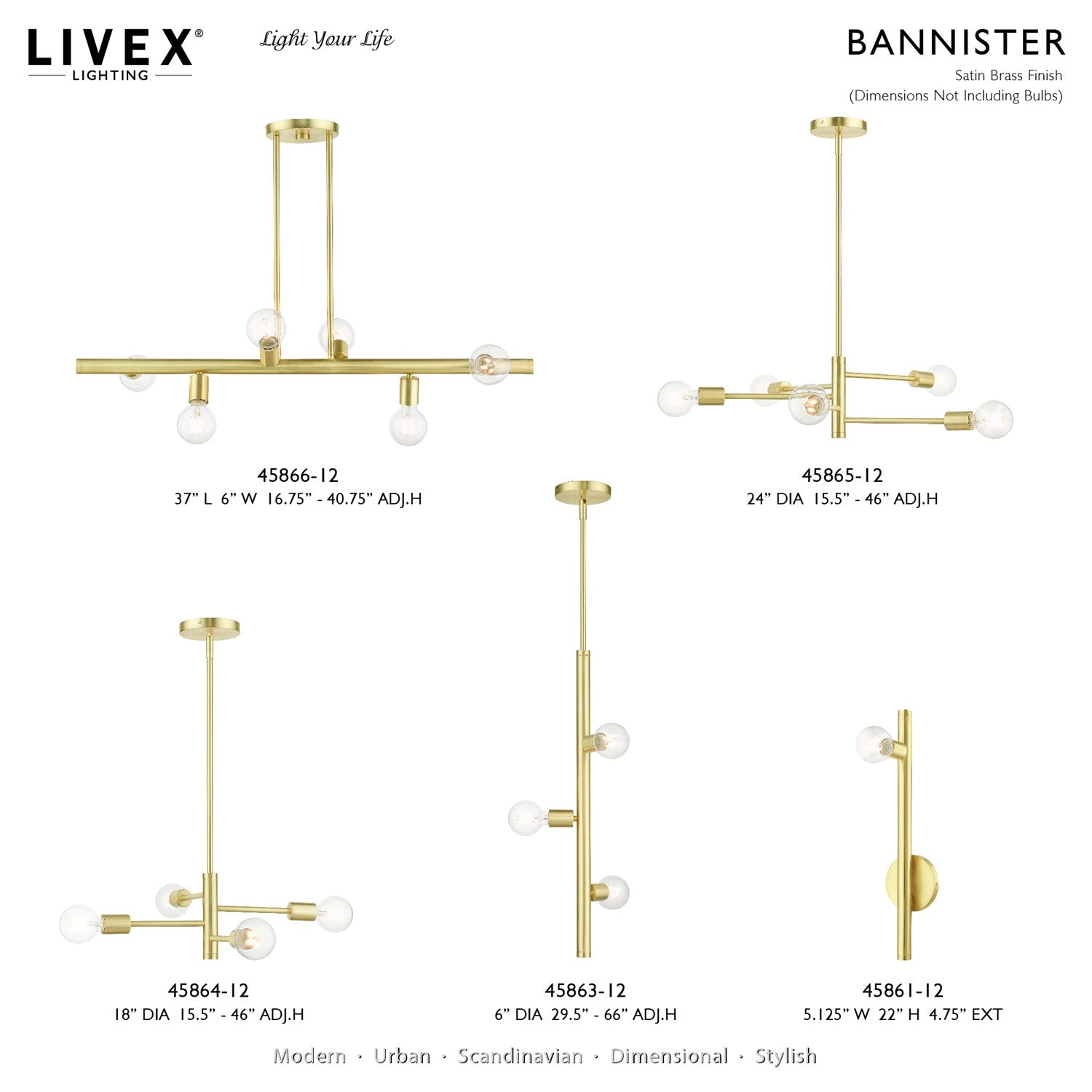 4 Light Satin Brass Chandelier