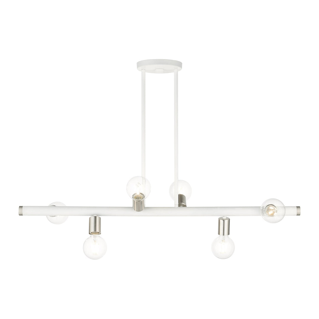 6 Light White Linear Chandelier by Livex Lighting