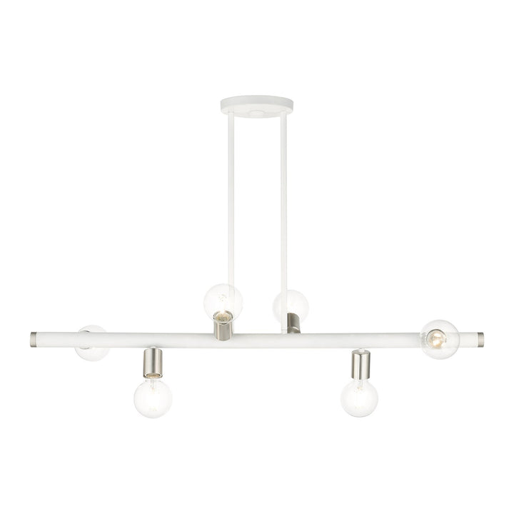 6 Light White Linear Chandelier by Livex Lighting
