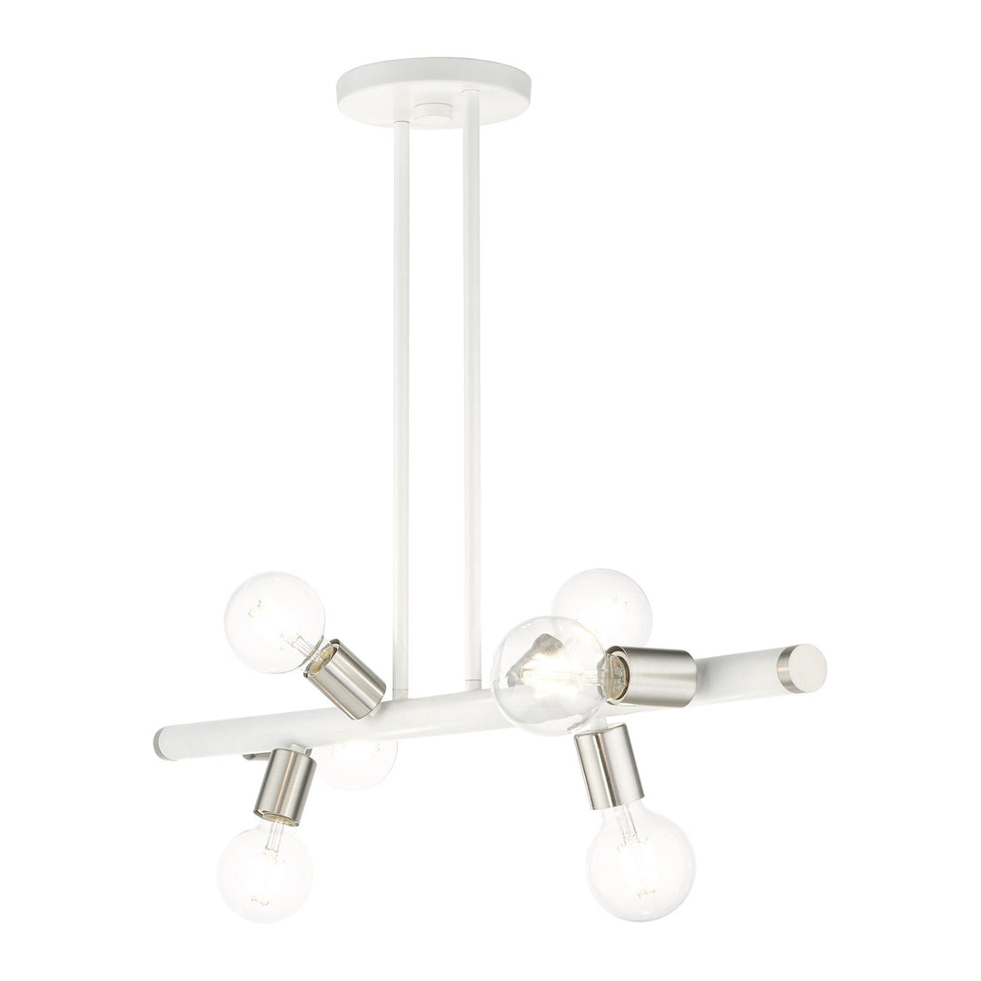 6 Light White Linear Chandelier