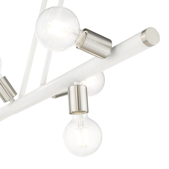 6 Light White Linear Chandelier