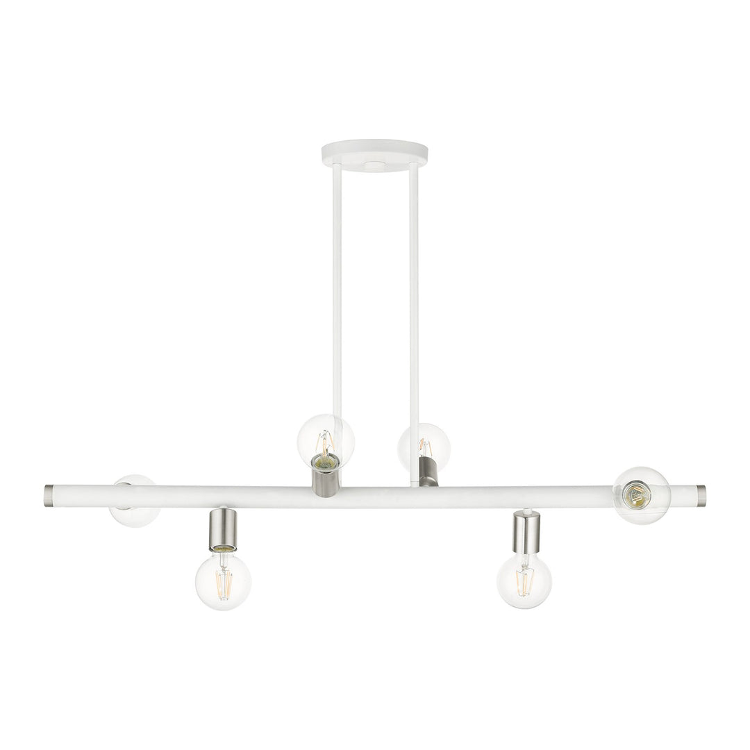 6 Light White Linear Chandelier
