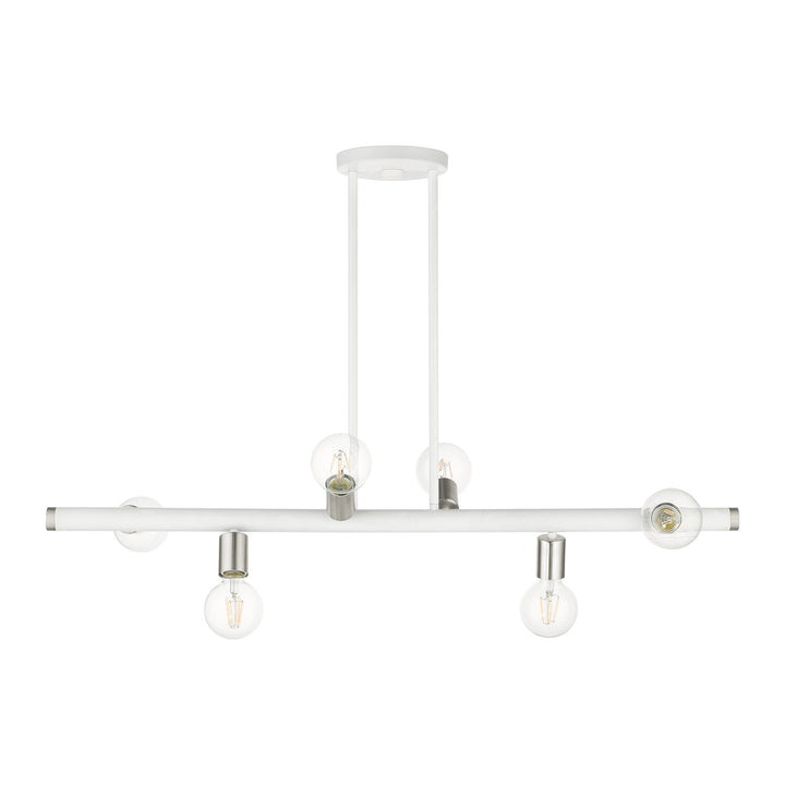 6 Light White Linear Chandelier