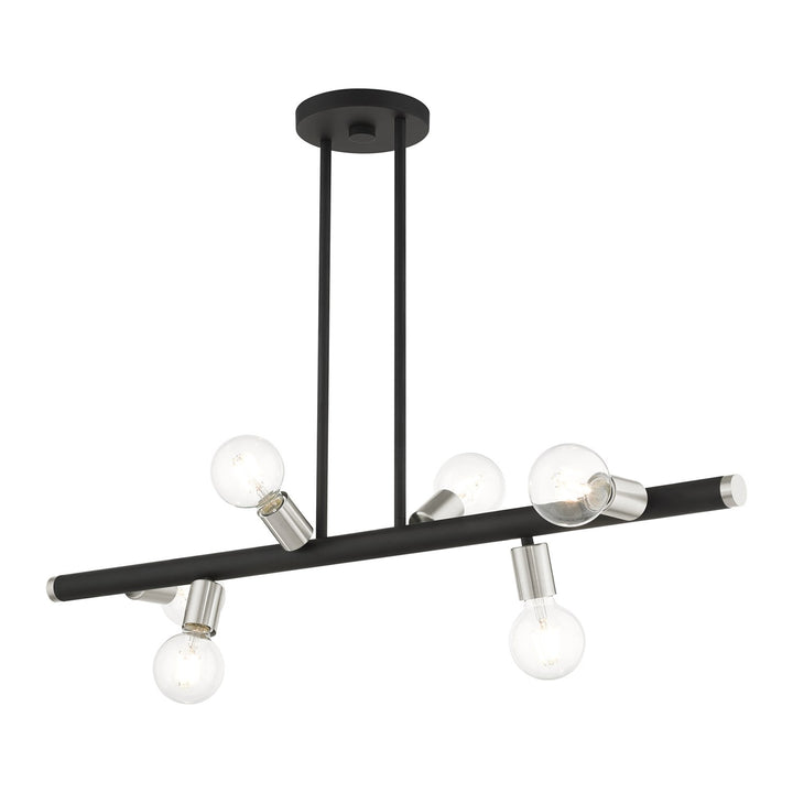 6 Light Black Linear Chandelier