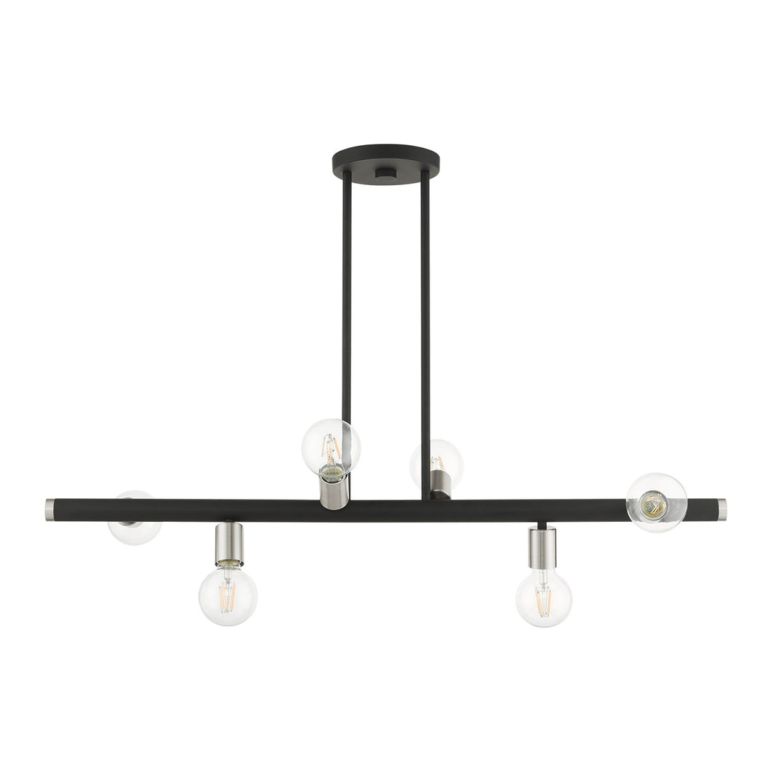 6 Light Black Linear Chandelier