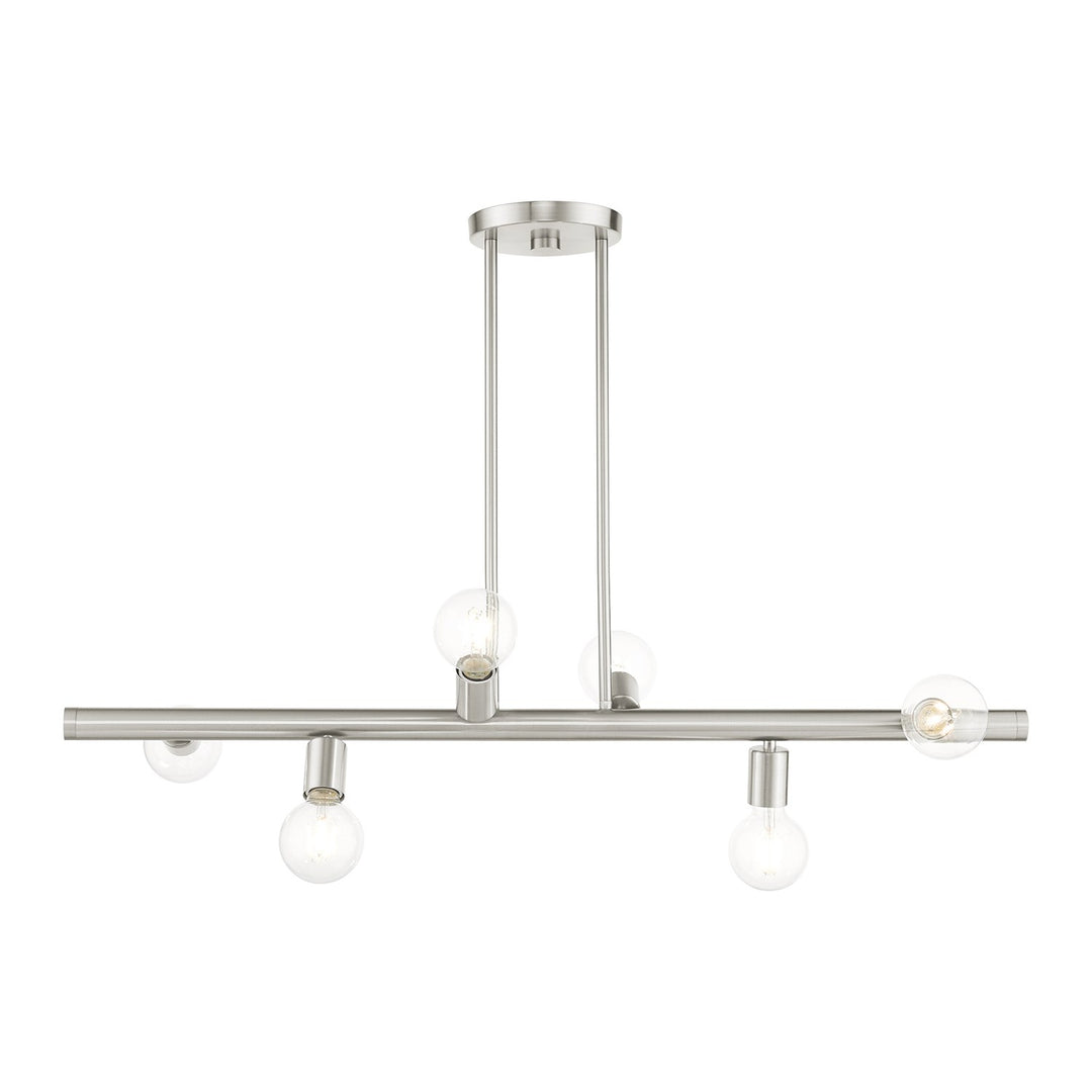 6 Light Brushed Nickel Linear Chandelier by Livex Lighting