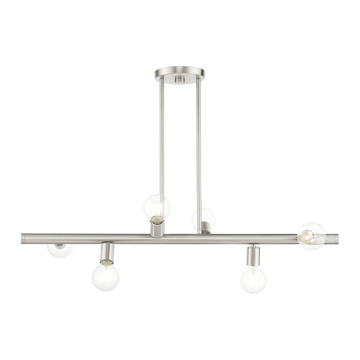 6 Light Brushed Nickel Linear Chandelier by Livex Lighting