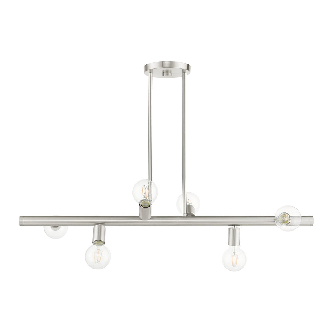 6 Light Brushed Nickel Linear Chandelier