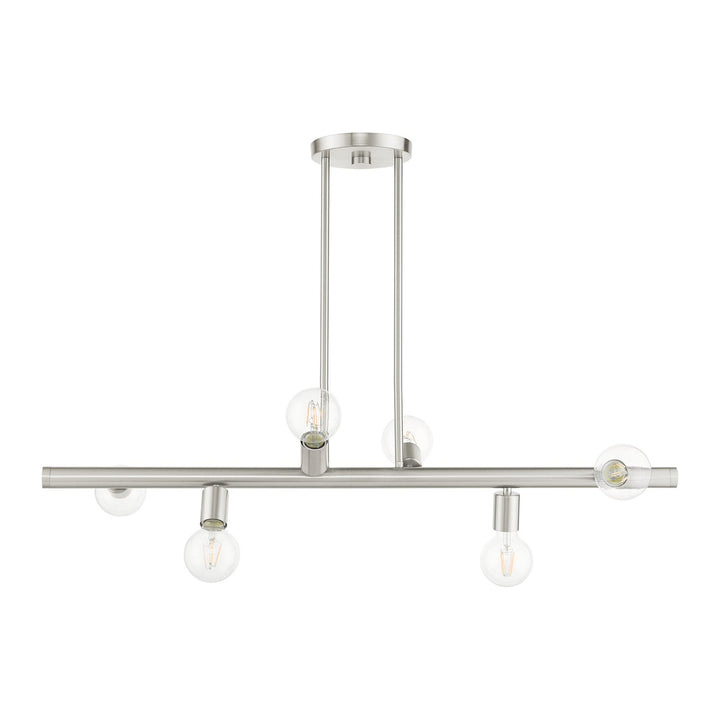 6 Light Brushed Nickel Linear Chandelier