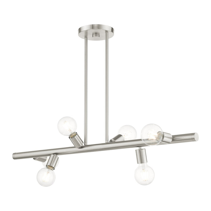 6 Light Brushed Nickel Linear Chandelier