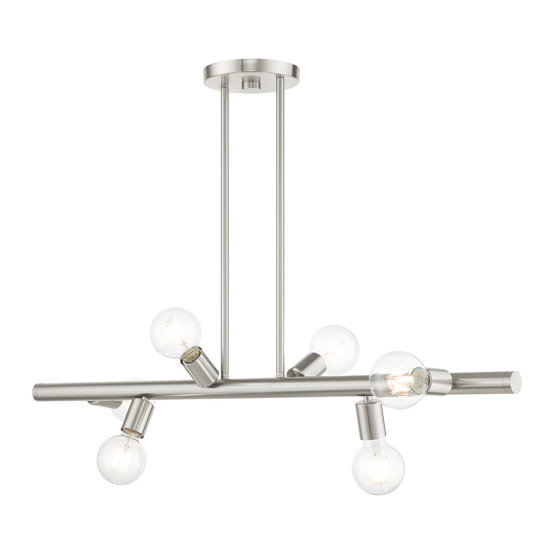 6 Light Brushed Nickel Linear Chandelier