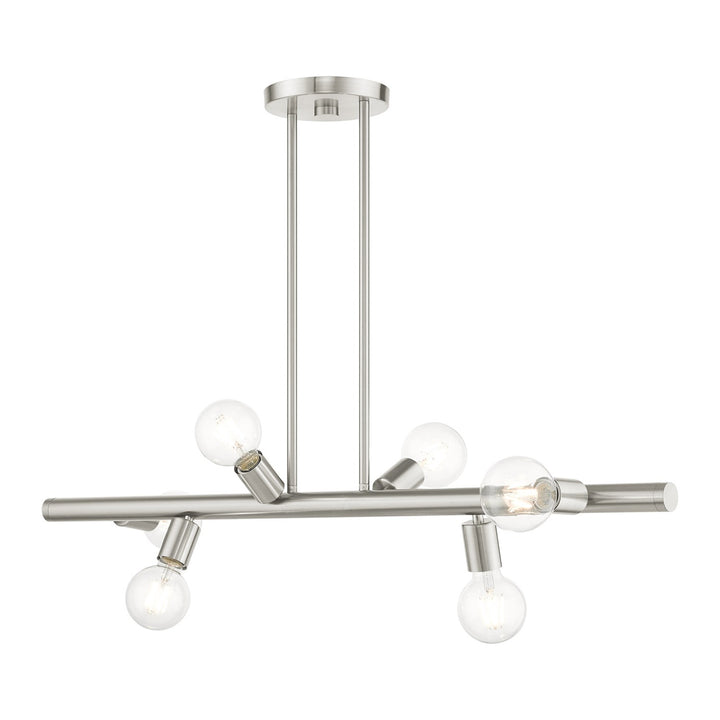 6 Light Brushed Nickel Linear Chandelier