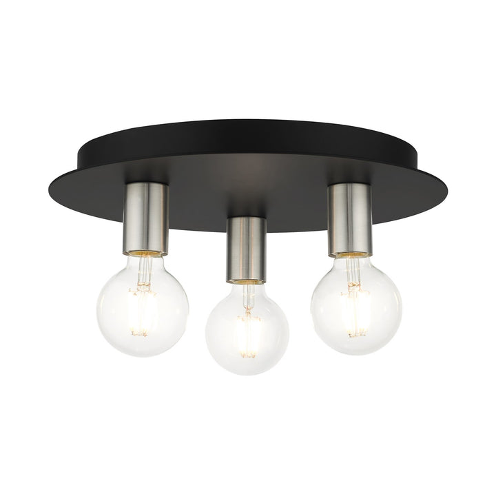 3 Light Black Flush Mount by Livex Lighting