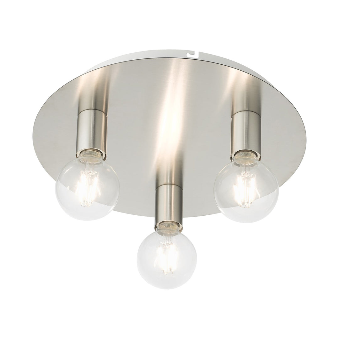 3 Light Brushed Nickel Flush Mount