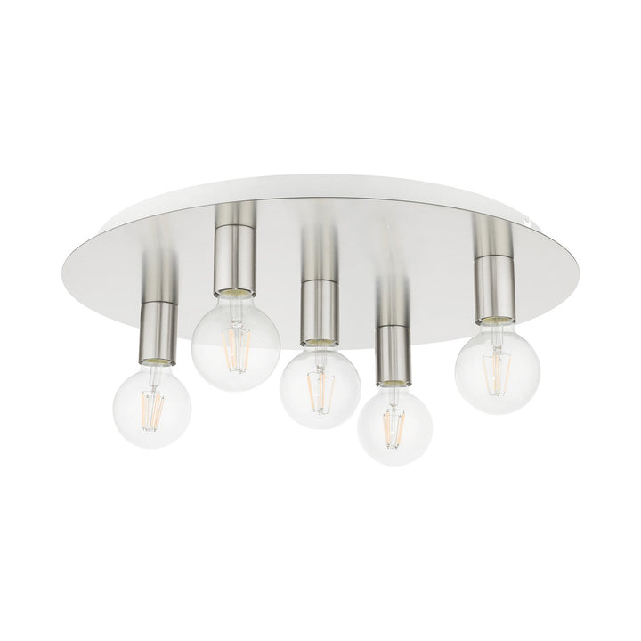 5 Light Brushed Nickel Flush Mount