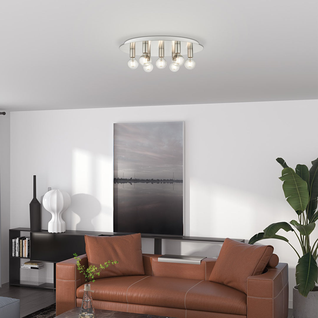 7 Light Brushed Nickel Flush Mount