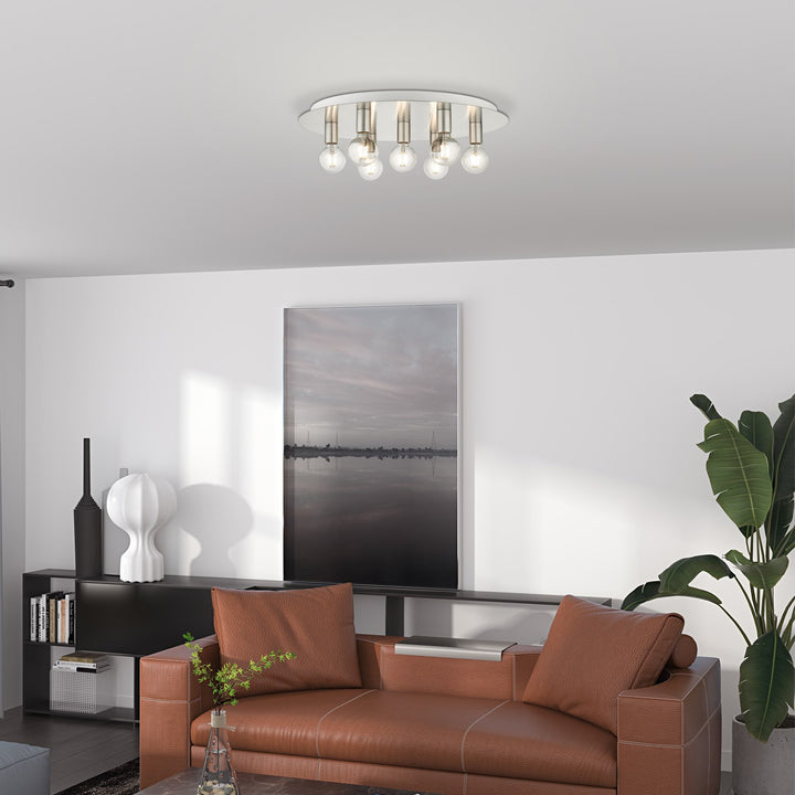 7 Light Brushed Nickel Flush Mount