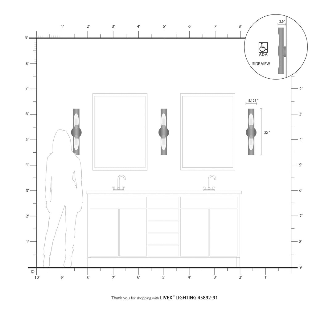 2 Light Brushed Nickel Ada Sconce