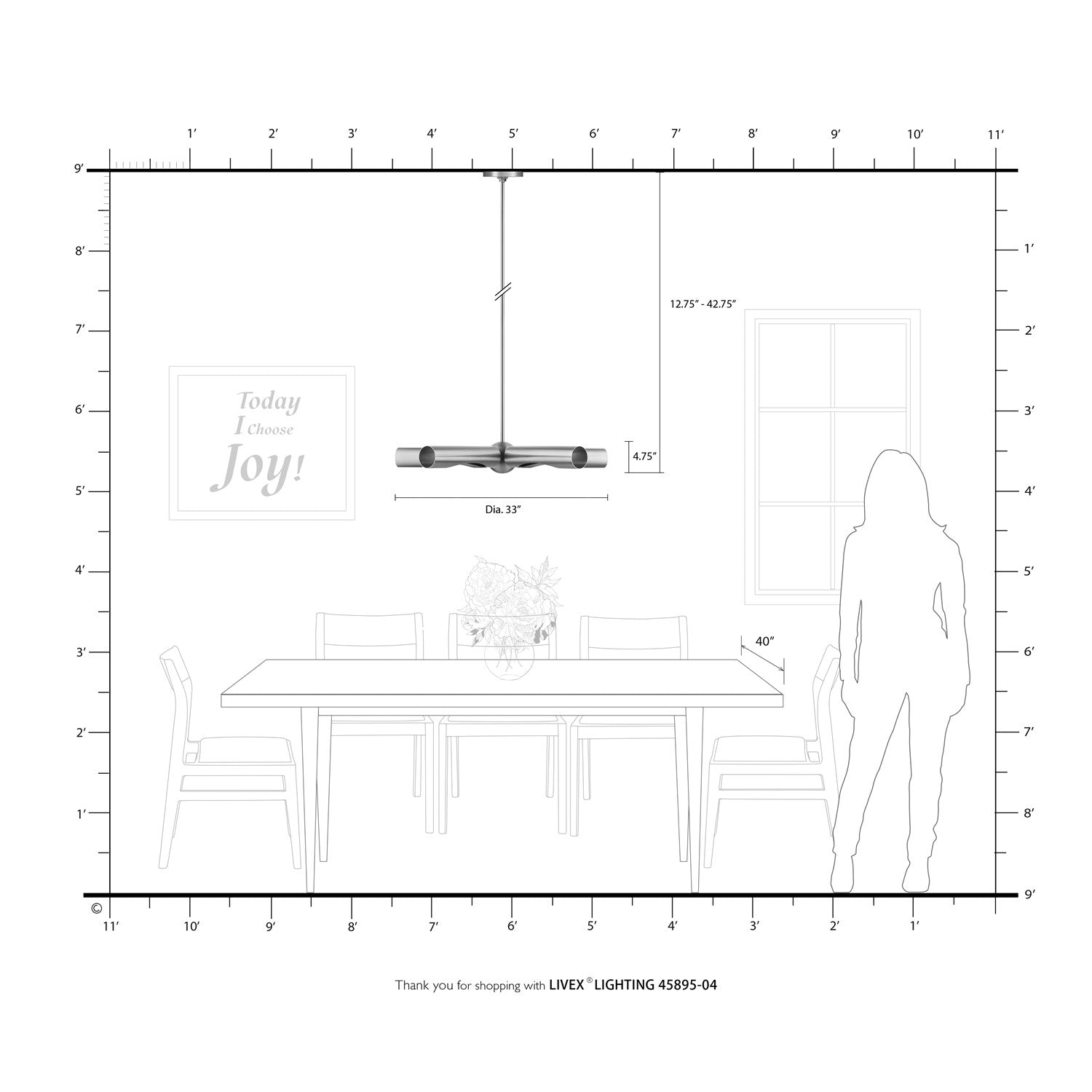 5 Light Black Chandelier