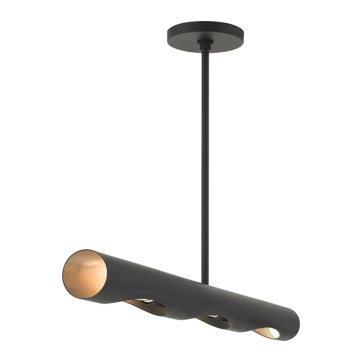 3 Light Black Linear Chandelier