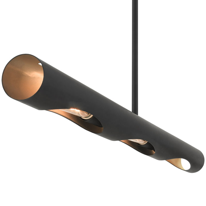 3 Light Black Linear Chandelier