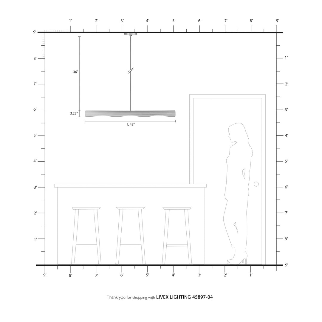 3 Light Black Linear Chandelier