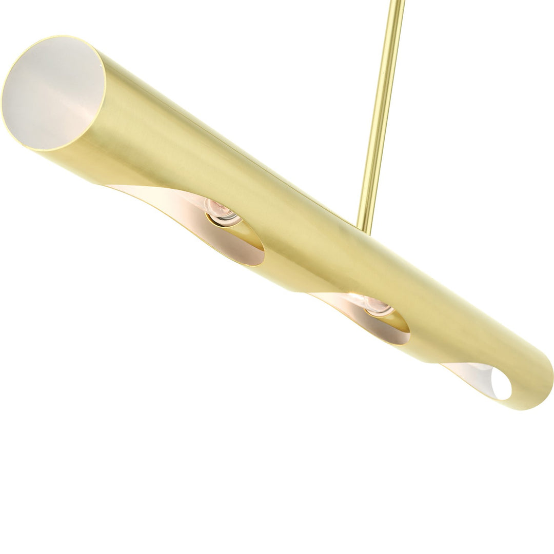 3 Light Satin Brass Linear Chandelier