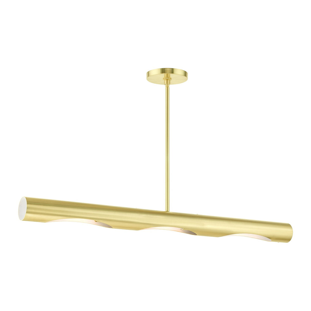 3 Light Satin Brass Linear Chandelier