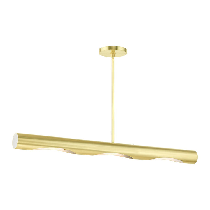 3 Light Satin Brass Linear Chandelier