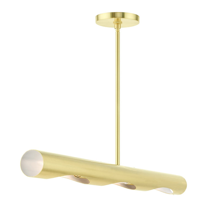 3 Light Satin Brass Linear Chandelier