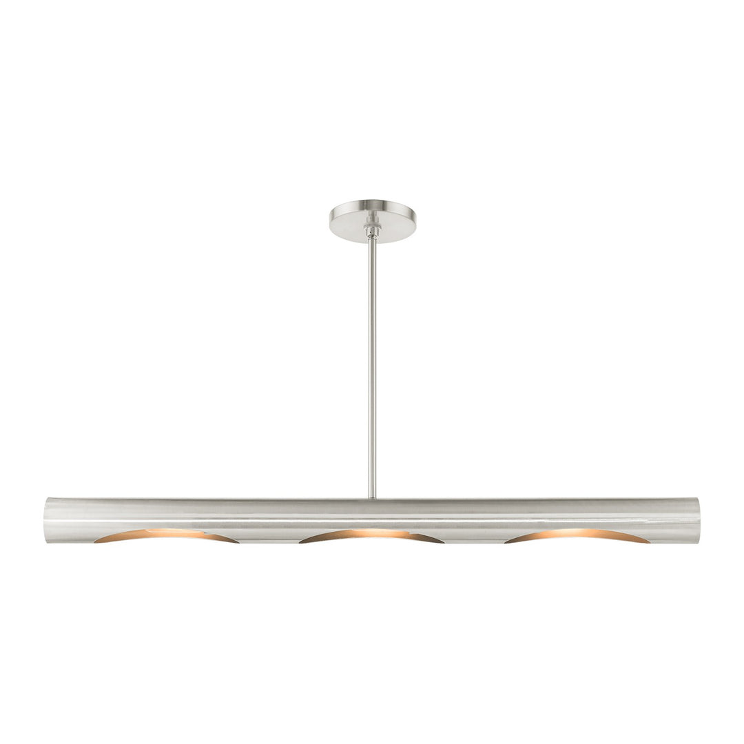 3 Light Brushed Nickel Linear Chandelier