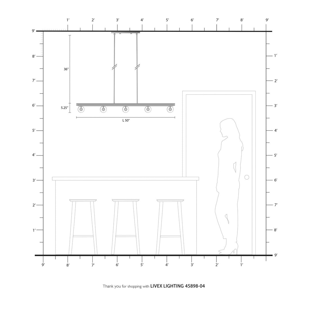 10 Light Black Linear Chandelier